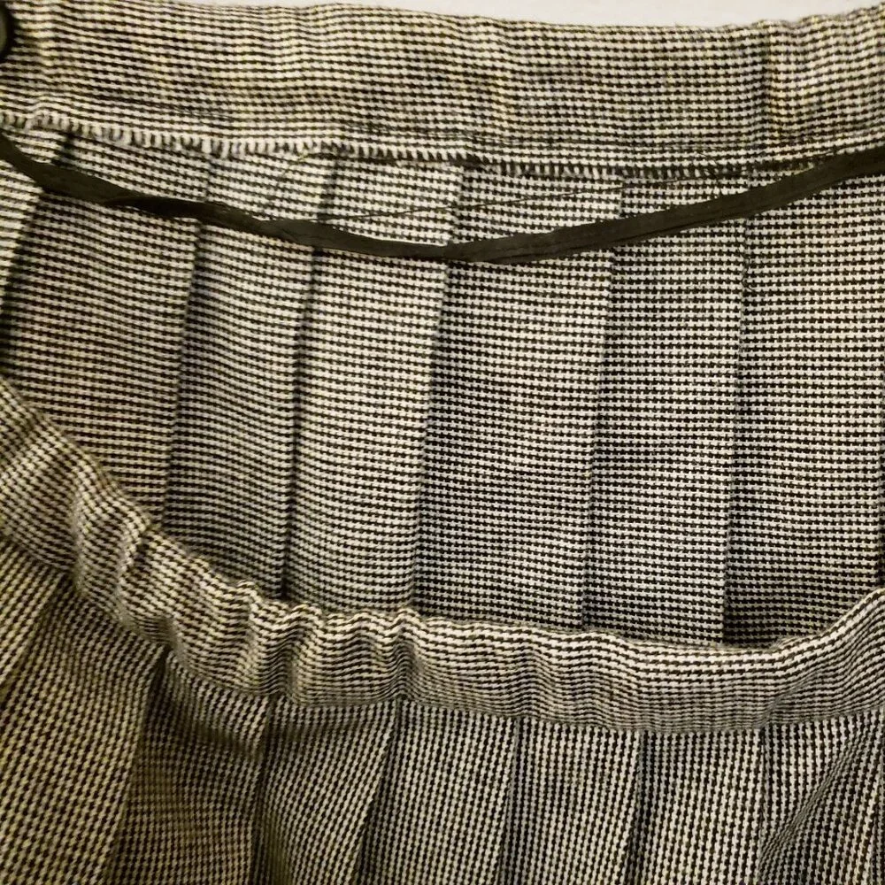 Vintage Evan Picone Wool Blend* Plaid Pleated  A-Line Midi Skirt Size L* EUC